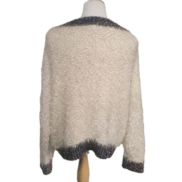 Prima Nordstrom Tinsel Trim Beige Pullover Sweater Holidays/New Years/Party XXL - Picture 2 of 13